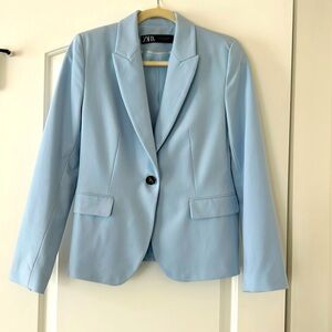 Zara blue semi fitted one button blazer size 6